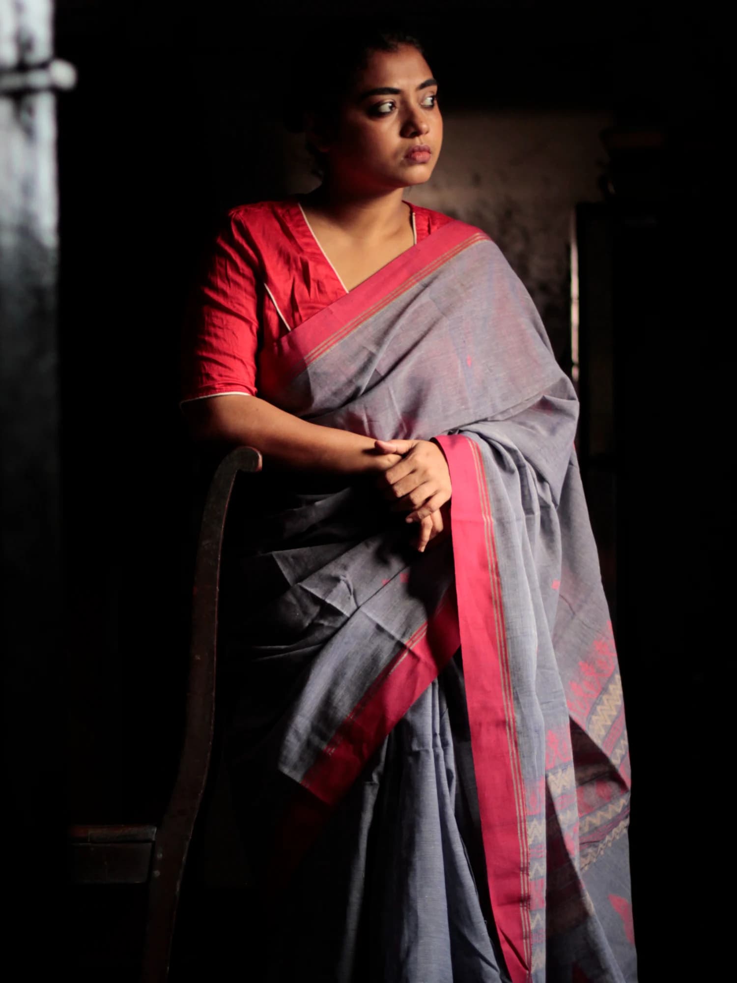 Ash Grey Matha Tangail Saree thumbnail 2