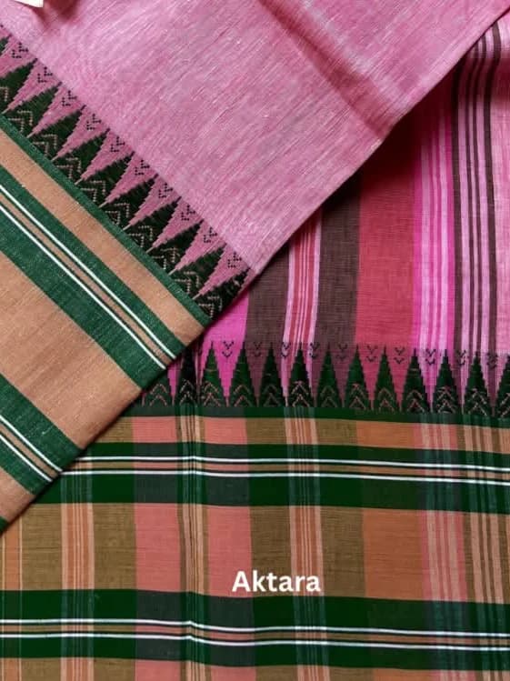 Papri Pink Linen Begampuri Saree