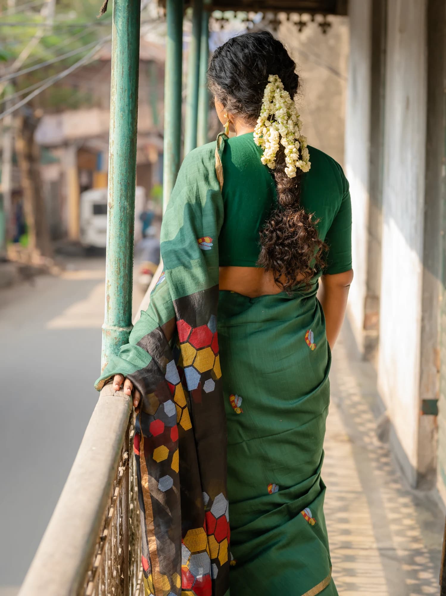 Peacock Blue Baluchari Silk Saree view 1