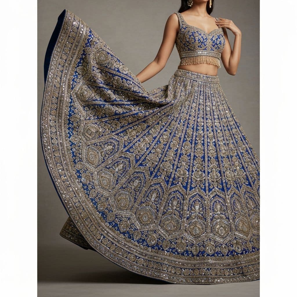 Midnight Crimson Velvet Bridal Lehenga Set view 1
