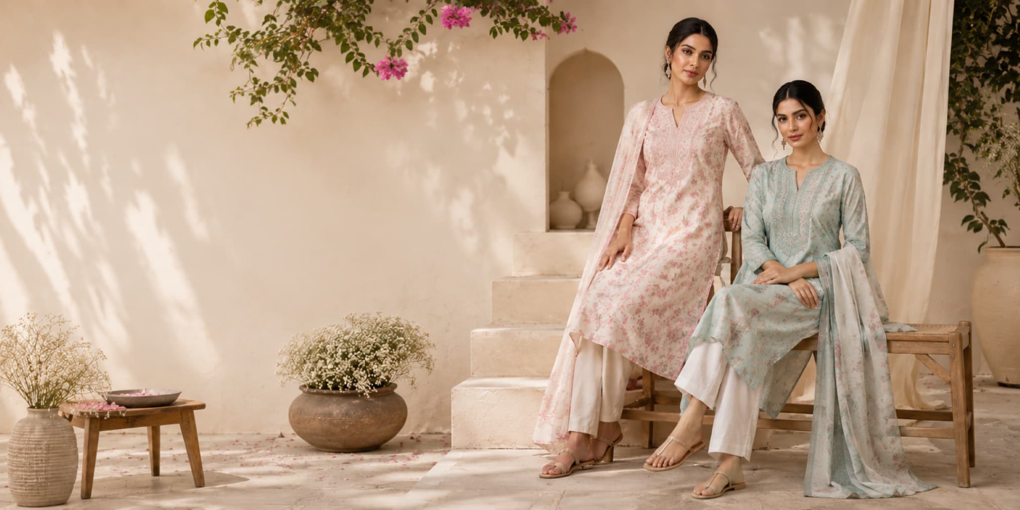 Pastel Peach Hand-Embroidered Anarkali Set view 1