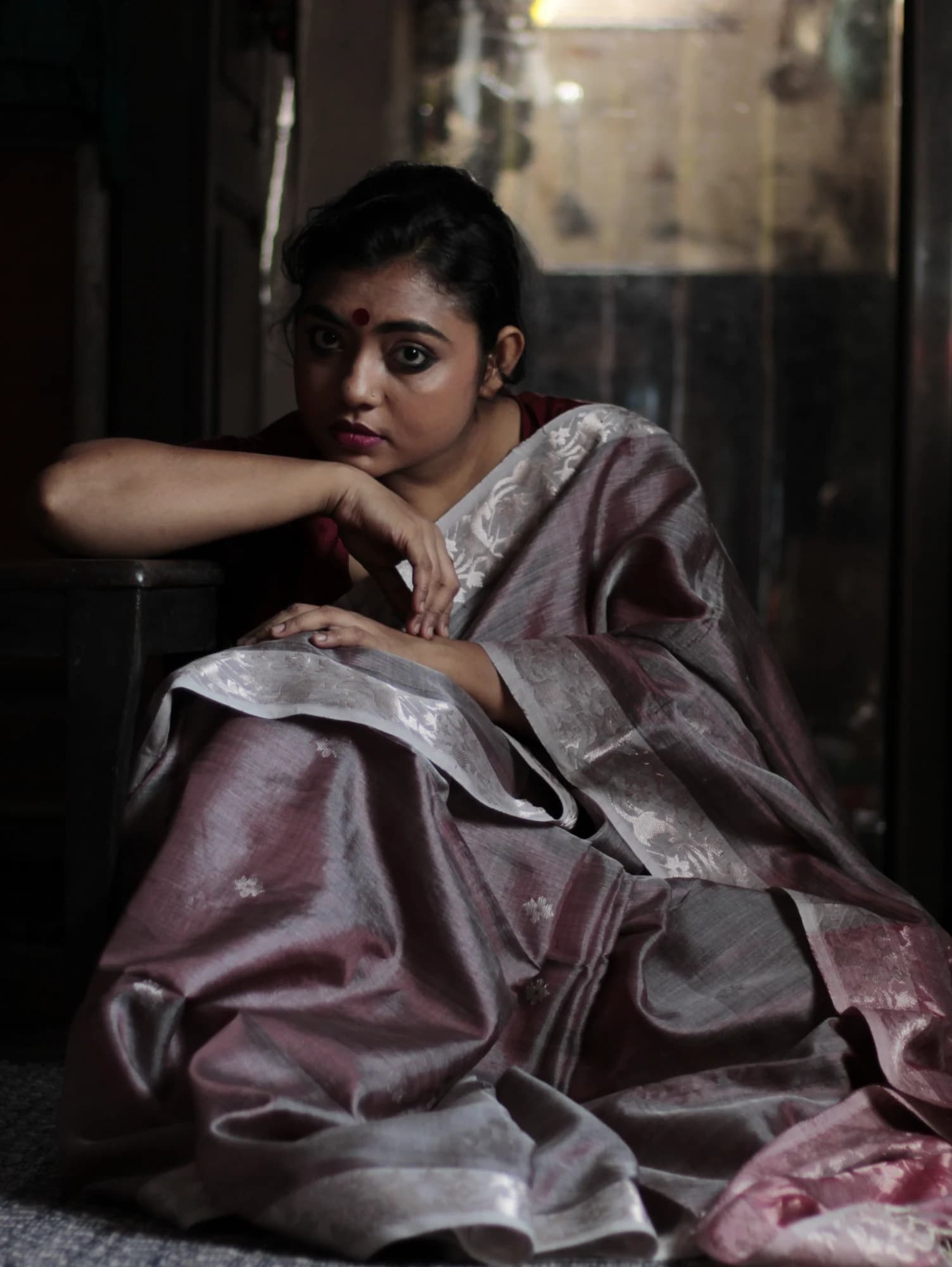 Maroon Banarasi Brocade Silk Dupatta view 2